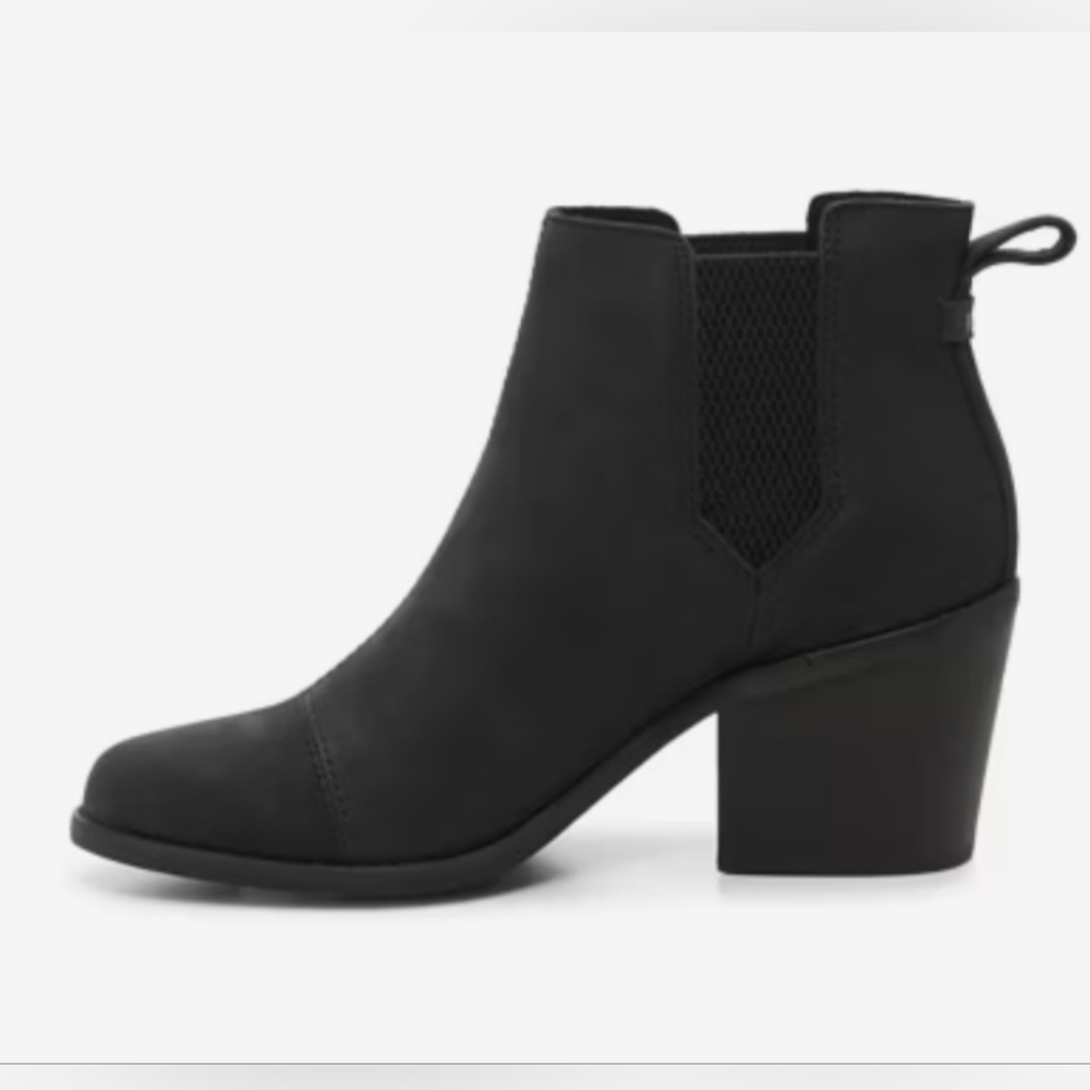 New TOMS Everly Chelsea Boot - Black Leather Women's Size 11